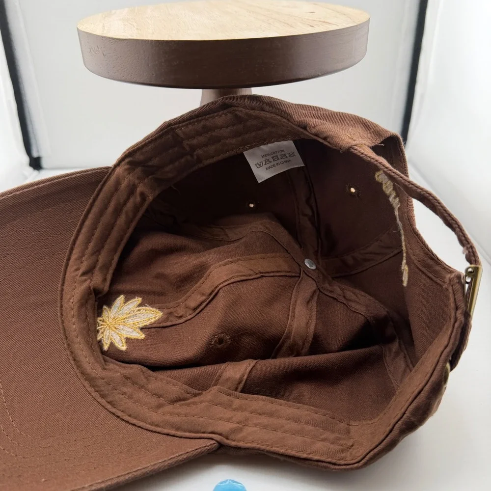 Cornbread Brown Cotton Dad Hat Yellow Leaf Embroidery Adjustable Baseball Cap